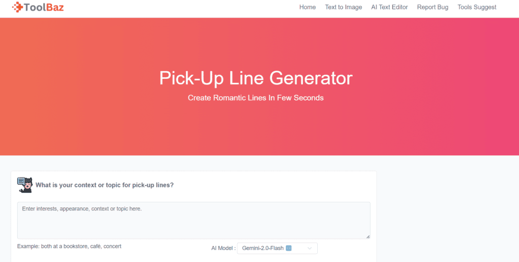 Toolbaz AI Flirt Line AI Tool