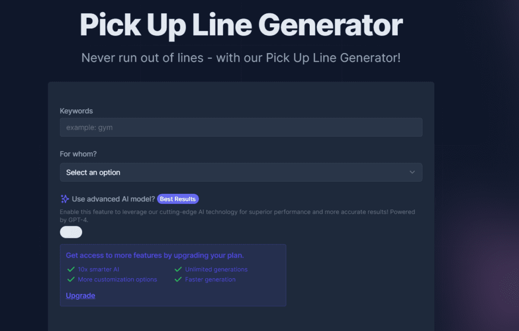Easy-Peasy.AI Pick Up Line Generator instant